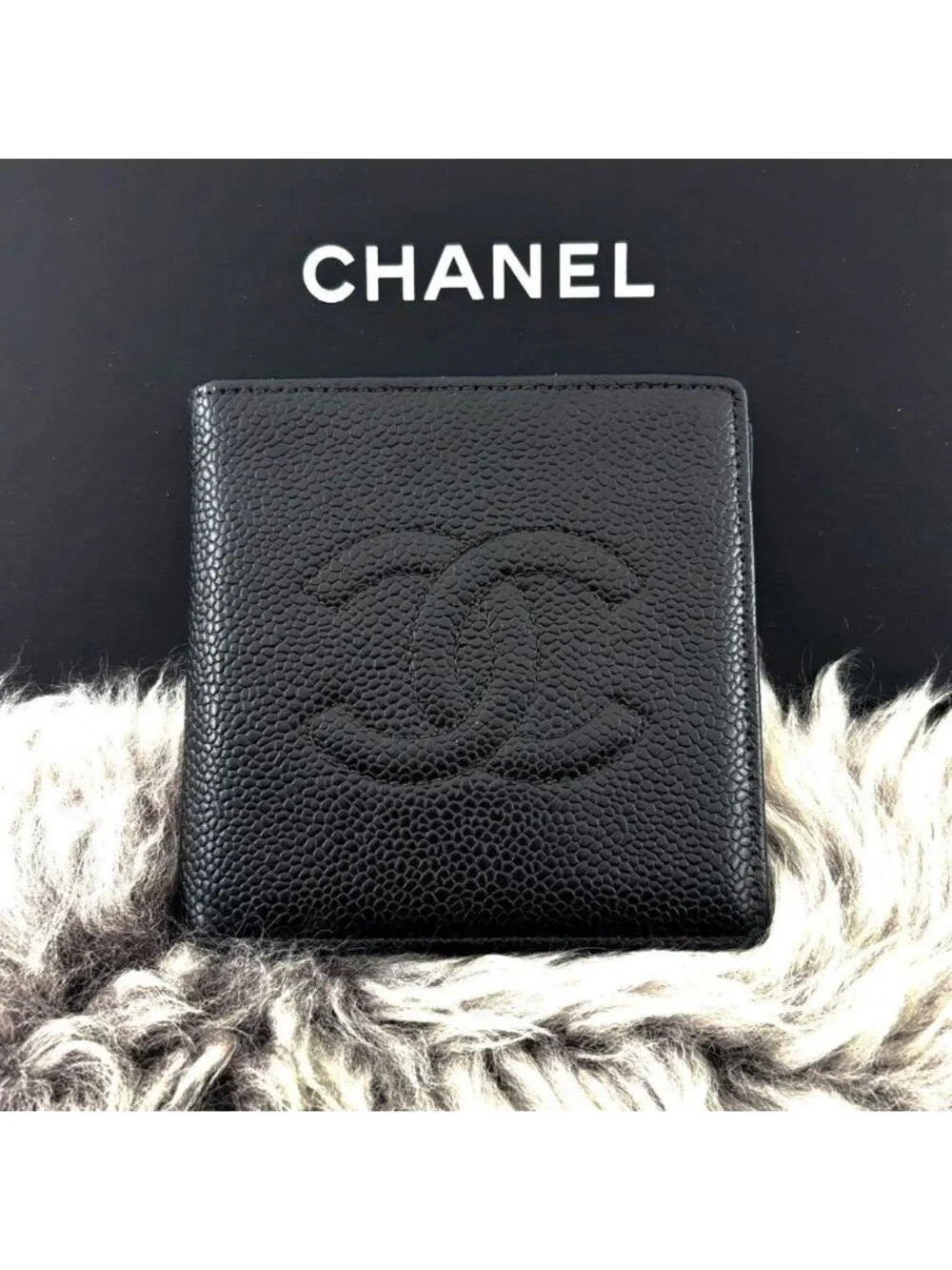 Chanel Wallet Coco Stitch Caviar Bifold Compact